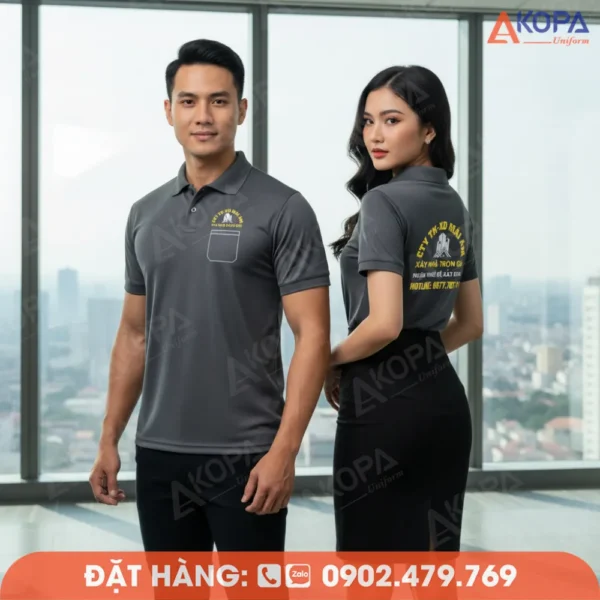 Áo Polo Đồng Phục Nội Thất Công Ty Mái Ấm Màu Xám