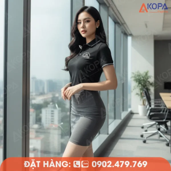 Áo Polo Đồng Phục Nội Thất Công Ty Phúc Hậu Màu Đen