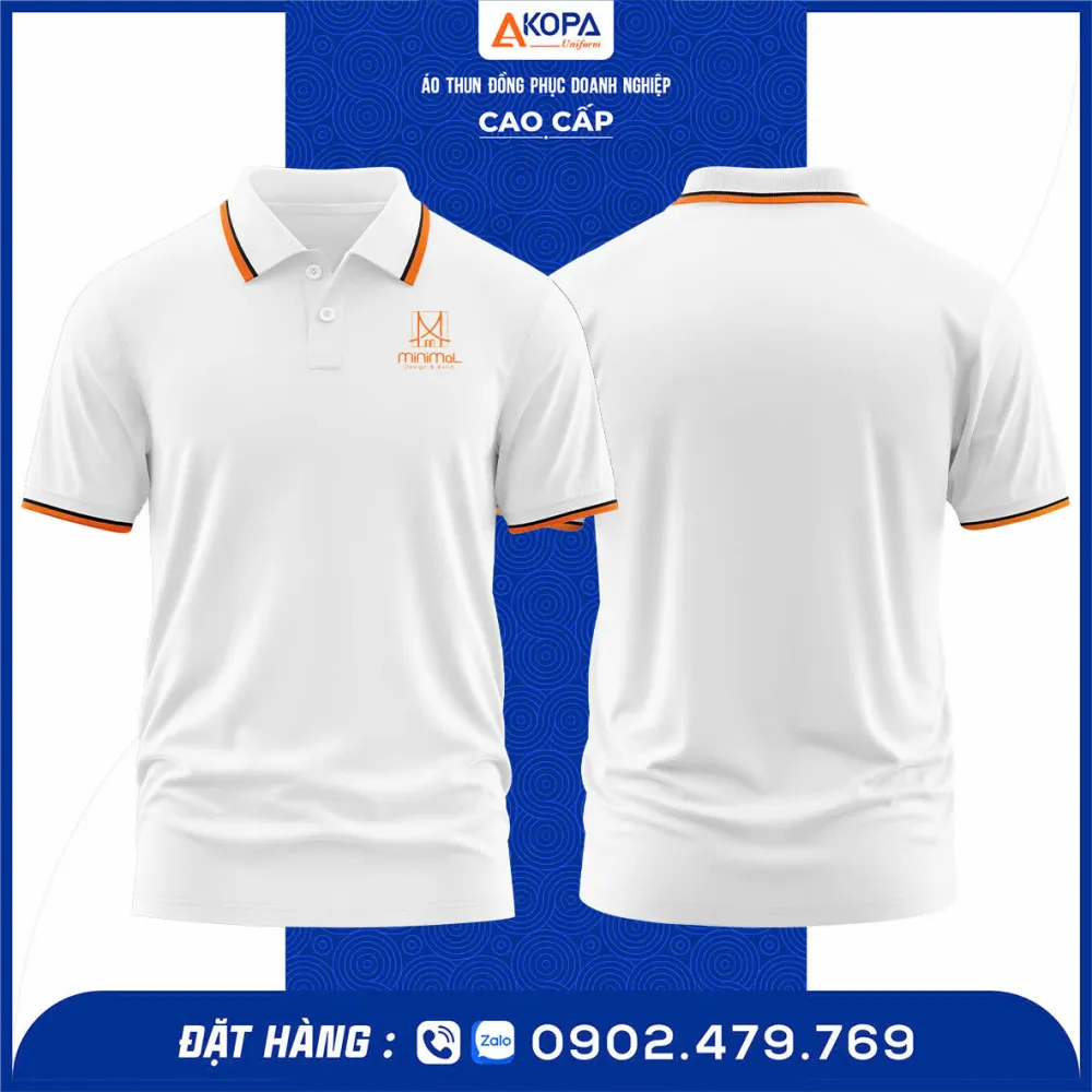 mẫu áo polo đồng phục nội thất màu trắng thiết kế cao cấp