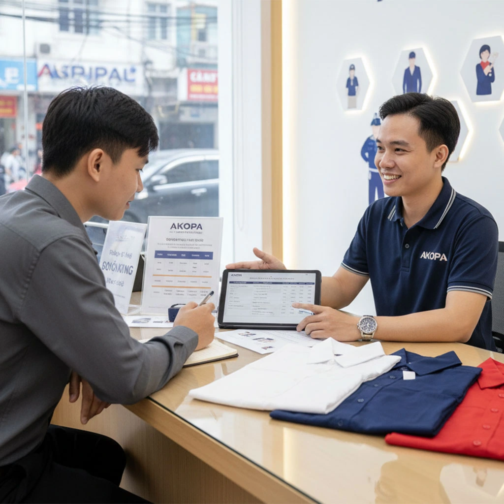 Tư vấn in áo thun đồng phục Quy Nhơn tại showroom AKOPA