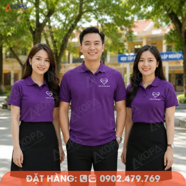 Áo Đồng Phục Họp Lớp 10 Năm Phối Màu Tím In Logo Lớp 12A6
