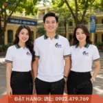 Mẫu áo đồng phục họp lớp màu trắng phối xanh lá thanh lịch, phù hợp may áo nhóm và reunion lớp.