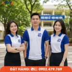 Mẫu áo đồng phục họp lớp welcome back màu trắng xanh thiết kế thể thao, phù hợp sự kiện gặp mặt lớp.