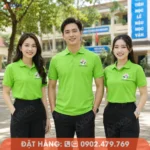 Áo đồng phục họp lớp màu xanh lá trẻ trung, chất liệu polo thoải mái phù hợp sự kiện tập thể.