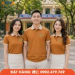 Mẫu áo đồng phục họp lớp nâu bò phối cổ kem sang trọng, thích hợp cho các buổi hội khóa và gặp mặt lớp.