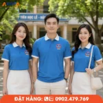 Mẫu áo đồng phục họp lớp xanh dương hiện đại, phù hợp các buổi gặp mặt và lễ kỷ niệm.