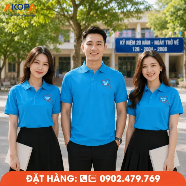 Áo Đồng Phục Họp Lớp 20 Năm Màu Xanh Dương In Logo