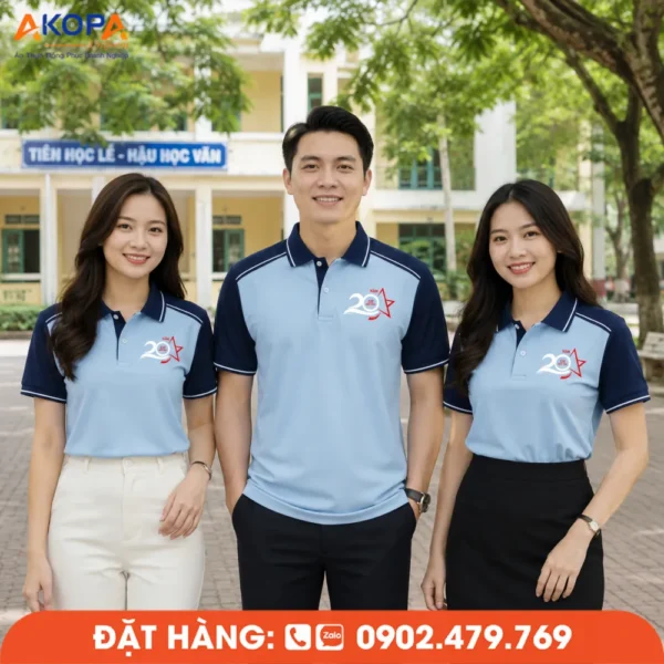 Áo Đồng Phục Họp Lớp 20 Năm Màu Xanh Đen In Logo