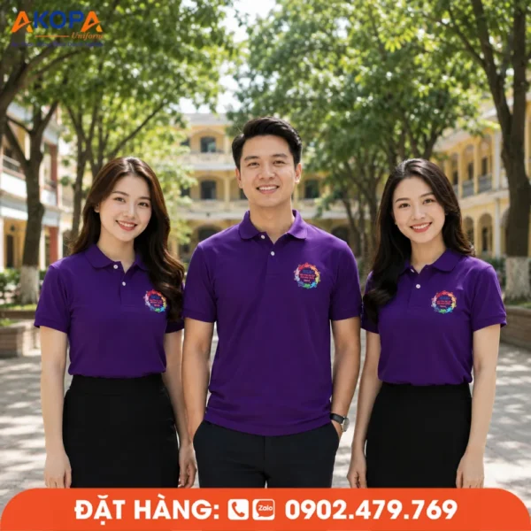 Áo Đồng Phục Họp Lớp 30 Năm Màu Tím In Logo