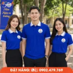 Thiết kế áo đồng phục họp lớp xanh dương phù hợp hội khóa và hoạt động ngoài trời.