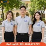Mẫu áo đồng phục họp lớp màu xám phối xanh phù hợp hội khóa và sự kiện tập thể.