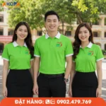 Thiết kế áo đồng phục họp lớp xanh lá năng động, phù hợp hoạt động ngoài trời và hội ngộ bạn bè.
