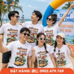 Áo phông đồng phục nhóm thiết kế trẻ trung, in hình theo yêu cầu, thích hợp teambuilding, du lịch biển và hoạt động gắn kết tập thể.
