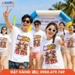 Áo phông đồng phục nhóm in slogan "Ăn Chơi Là Phải Tới Bến", phù hợp áo nhóm đi biển, du lịch hè và hoạt động teambuilding sôi động.