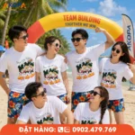 Áo phông đồng phục nhóm với thông điệp "Anh Em Mình Một Gia Đình", phù hợp cho áo nhóm du lịch biển, teambuilding và hoạt động gắn kết thành viên.