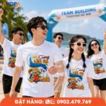 Áo phông đồng phục nhóm in slogan "Cùng Lên Ga Ta Đi Trốn" dành cho hội bạn thân yêu thích du lịch biển, teambuilding và những hành trình trải nghiệm đáng nhớ.