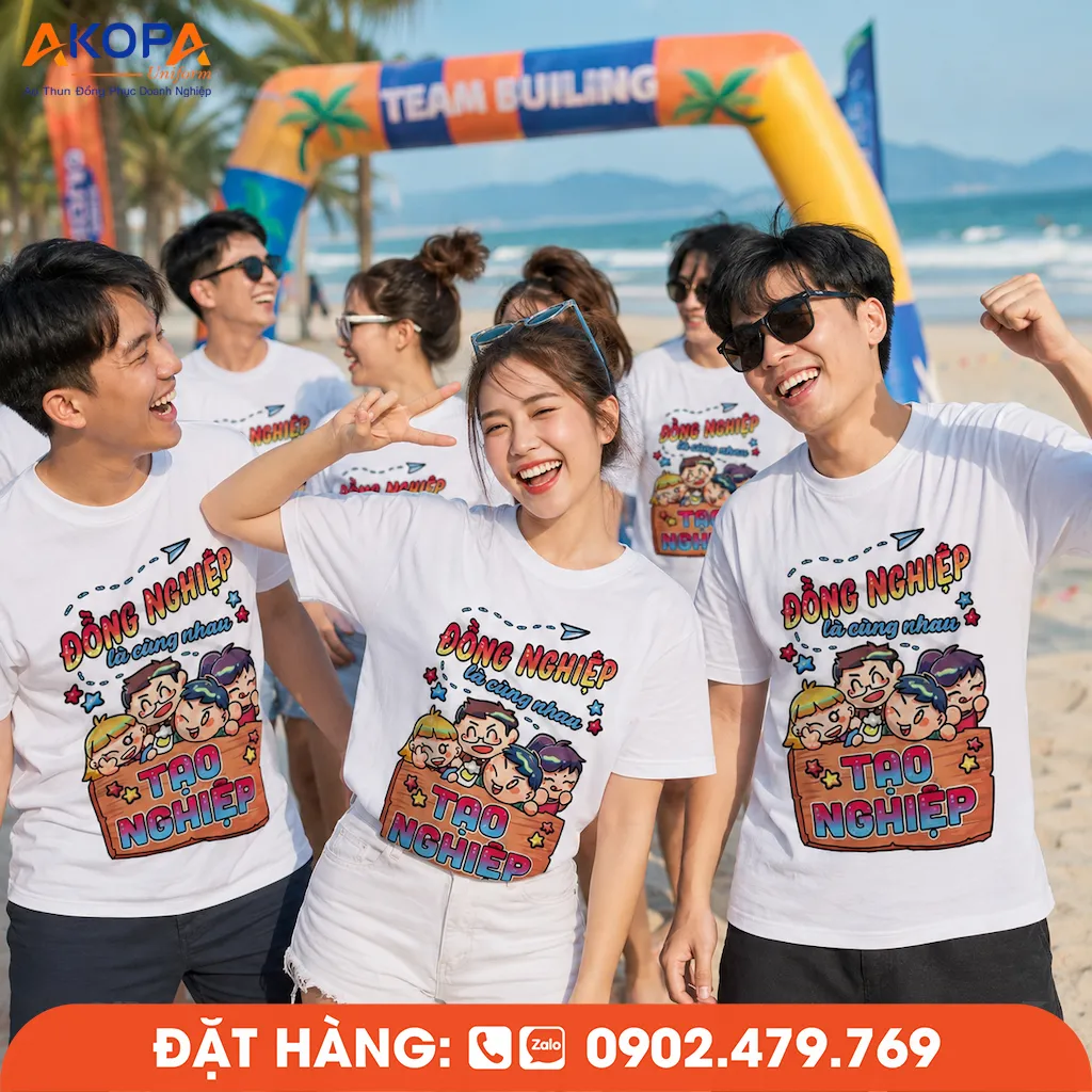Áo phông đồng phục nhóm "Đồng Nghiệp Là Cùng Nhau Tạo Nghiệp" là biểu tượng của sự đồng hành trong công việc và cuộc sống. Thiết kế trẻ trung, ý nghĩa sâu sắc, phù hợp cho teambuilding, du lịch và những hành trình tạo nên ký ức tập thể đáng nhớ.