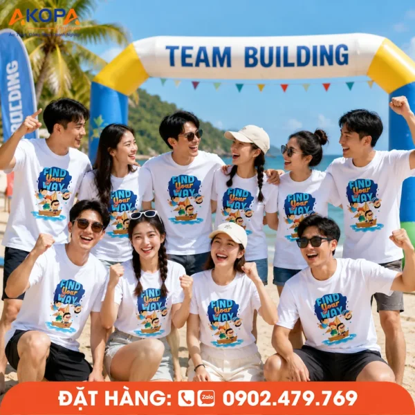 Áo Phông Nhóm Team Buiding In Slogan Find Your Way