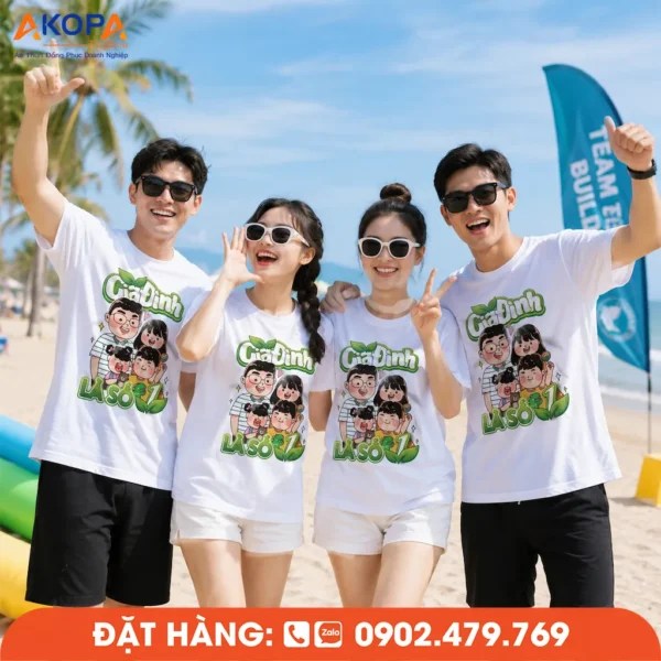 Áo Phông Nhóm Đi Biển In Hình Gia Đình Là Số 1 Đoàn Kết