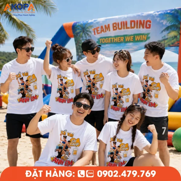 Áo Phông Nhóm In Hình Kề Vai Sát Cánh Anh Em Cho Nhóm Bạn