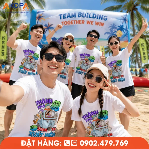Áo Phông Nhóm In Hình Thành Phố Mất Điện Khi Team Ta Xuất Hiện