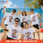 Áo phông đồng phục nhóm We Are One thiết kế trẻ trung, phù hợp cho teambuilding, du lịch biển, sự kiện tập thể và hoạt động tăng cường tinh thần đồng đội.
