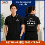 áo thun polo đồng phục công ty xây dựng màu đen phối viền trắng