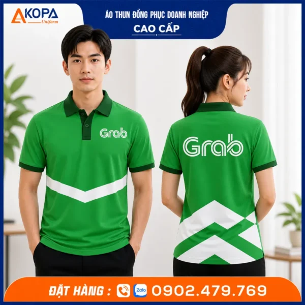 Áo Thun Polo Đồng Phục Công Ty Grab Màu Xanh – AK0038