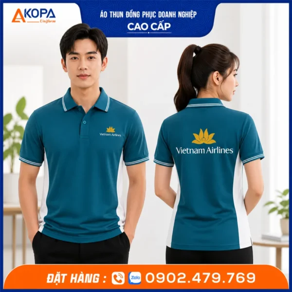 Áo Thun Polo Đồng Phục Công Ty Vietnam Airlines Màu Xanh – AK0036