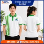 áo thun polo đồng phục công ty bamboo airways phối màu xanh với logo thương hiệu