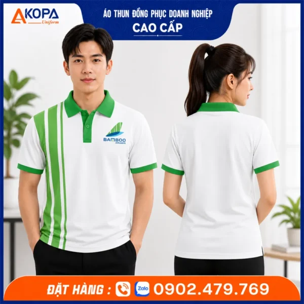 Áo Thun Polo Đồng Phục Công Ty Bamboo Airways Màu Xanh – AK0037
