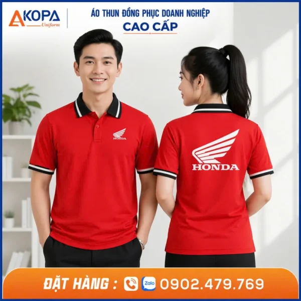Áo Thun Polo Đồng Phục Công Ty Honda Màu Đỏ Phối Đen – AK0033