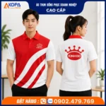 áo thun polo đồng phục công ty kinh đô màu đỏ phối trắng theo thương hiệu