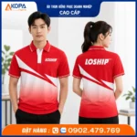 áo thun polo đồng phục công ty loship màu đỏ theo thương hiệu công ty