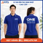 áo thun polo đồng phục công ty the one màu xanh dương