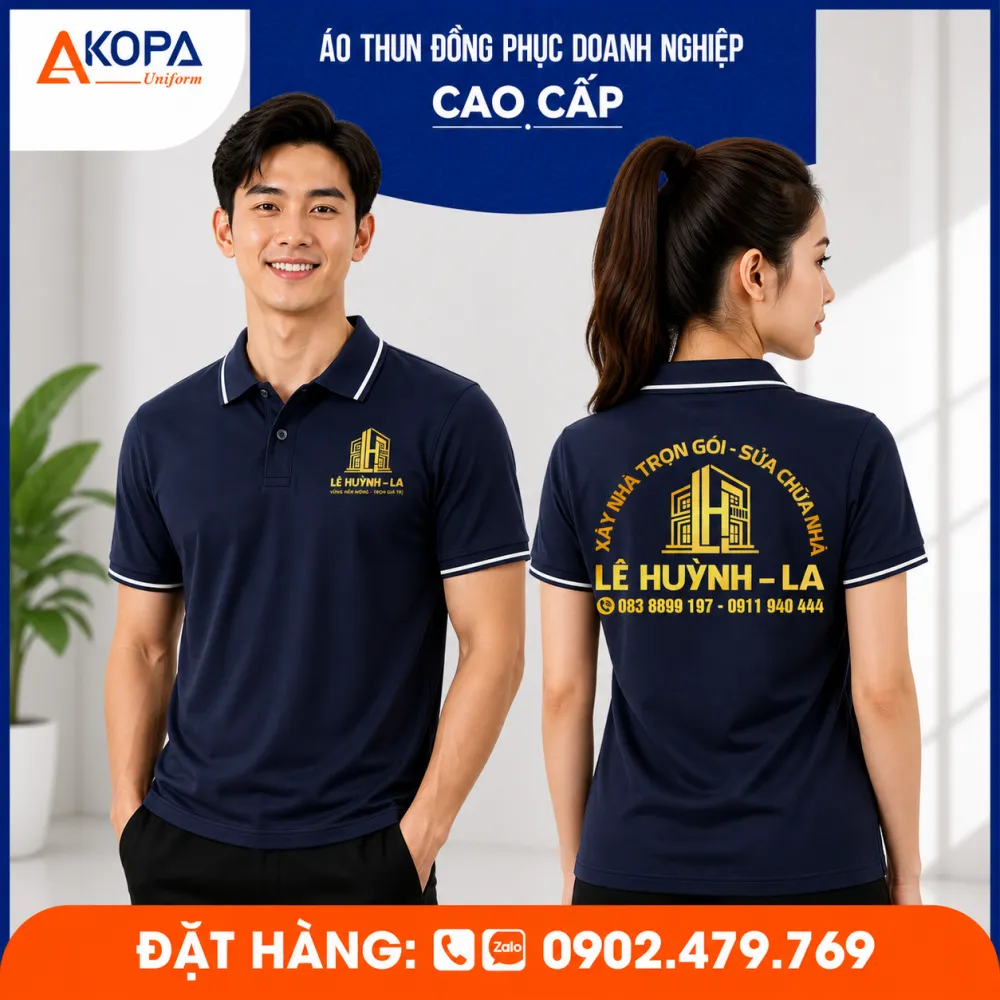 áo thun polo đồng phục xây dựng màu navy