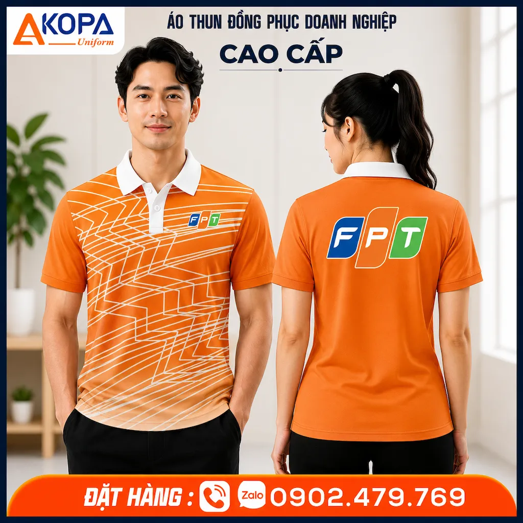 Áo polo đồng phục FPT màu cam hiện đại