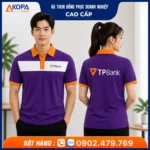 áo thun polo đồng phục ngân hàng tpbank màu tím phối cam theo thương hiệu