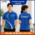 Áo Thun Polo Đồng Phục Ngân Hàng PGBank màu xanh phối vân xanh lá cây theo thương hiệu – Bình Định