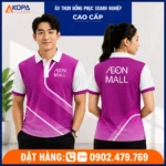 Áo polo đồng phục AEON Mall màu hồng tím nổi bật thương hiệu