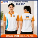 Áo polo đồng phục Atlantic Group màu trắng cam nổi bật