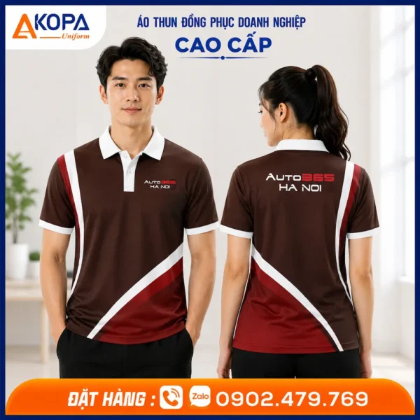 Áo Thun Polo Đồng Phục Gara Ô Tô 365 Màu Nâu Đỏ – AK0046