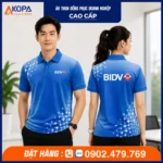 Áo polo đồng phục BIDV màu xanh dương hiện đại