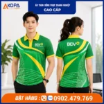 Áo polo đồng phục BIDV màu xanh lá vàng nổi bật