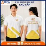 Áo polo đồng phục du học GO Study Abroad màu trắng vàng