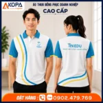 Áo polo đồng phục giáo dục TinEdu màu trắng xanh thanh lịch