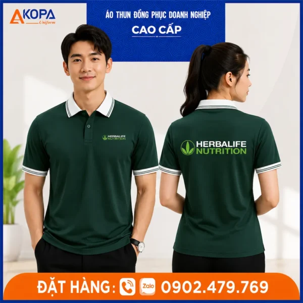 Áo Thun Polo Đồng Phục Công Ty HERBALIFE Màu Xanh Rêu – AK0056