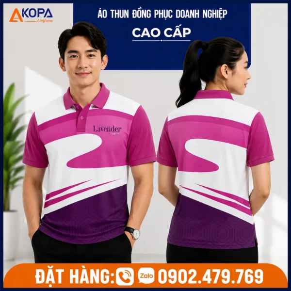 Áo Thun Polo Đồng Phục Thẩm Mỹ Viện LAVENDER Màu Hồng Tím – AK0060