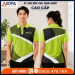 Áo polo đồng phục GreenViet màu xanh lá phối đen hiện đại