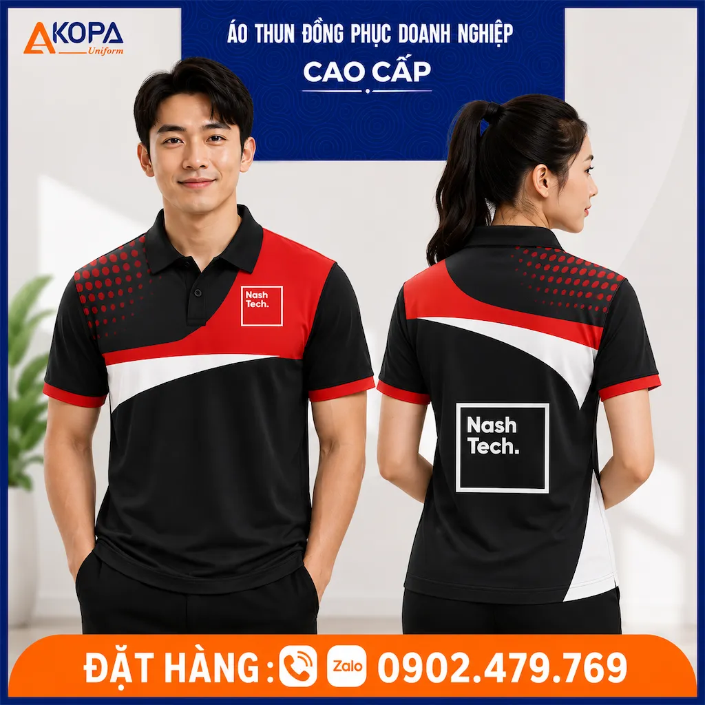 Áo polo đồng phục Nash Tech màu xanh dương chuyên nghiệp